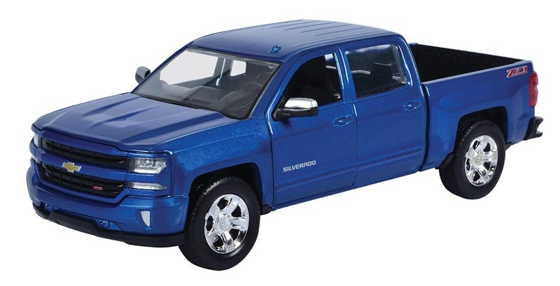 Motormax 2017 Chevrolet Silverado 1500 LT Z71 Crew Cab Pickup Truck 1/27 Scale Diecast Model Vehicle Blue - Image 2
